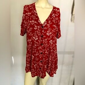 Indigo Rose Boho Floral Print Top Size 2x